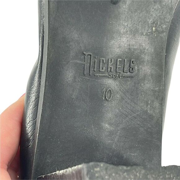 Black Square Toe Shoes Pumps Heels Retro Y2K Womens Size 10 Nickles Soft Vegan - Picture 8 of 10